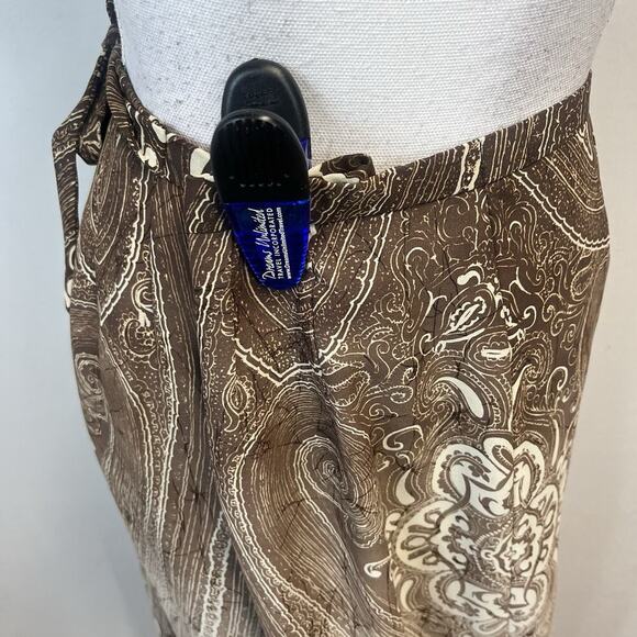 Nygard Collection Skirt size 14 Brown Paisley Sheer Faux Wrap Long Modest Career - Picture 10 of 12